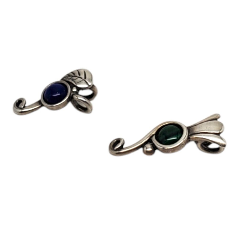 Set Of 2 Carolyn Pollack Sterling Silver Lapis Lazuli/Malachite Pendants #19695 - Picture 3 of 9